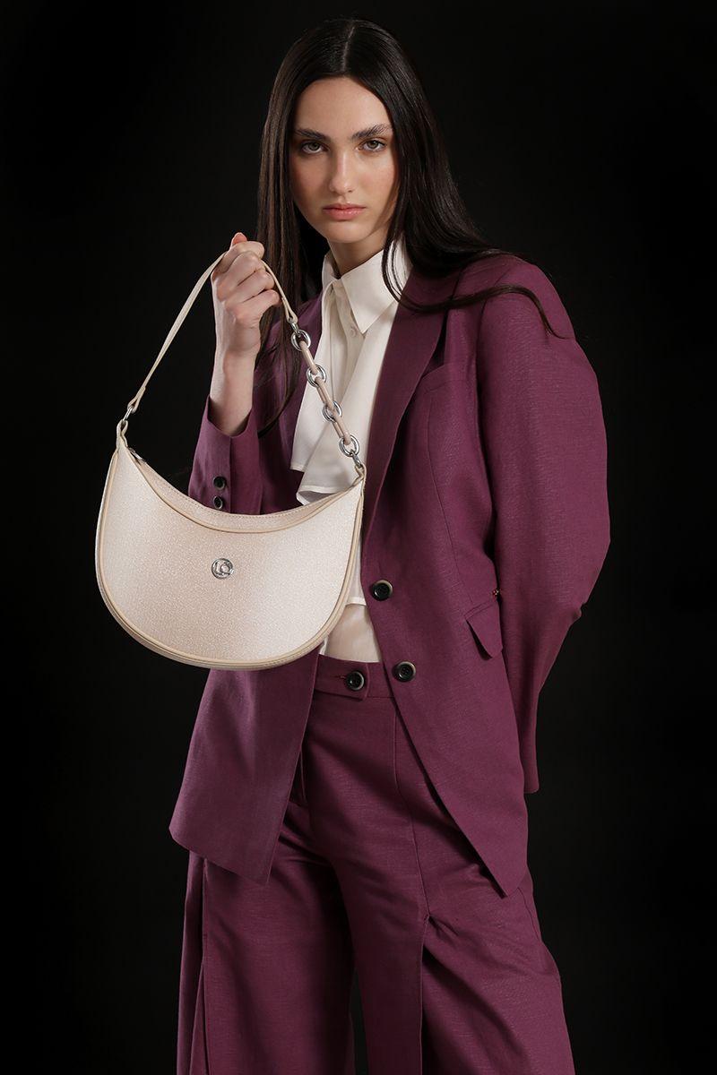 Cartera media luna degrade Liola beige-4