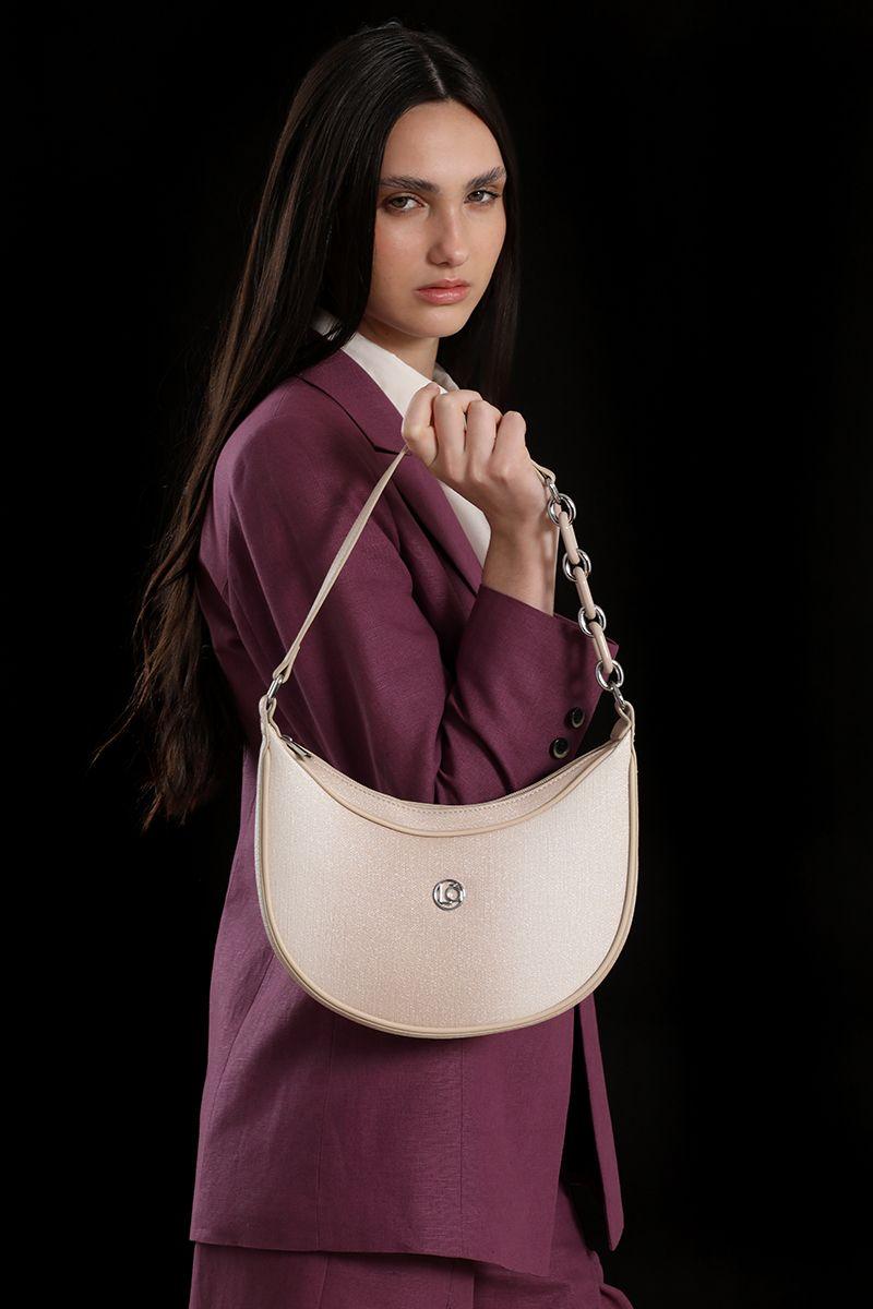 Cartera media luna degrade Liola beige-5