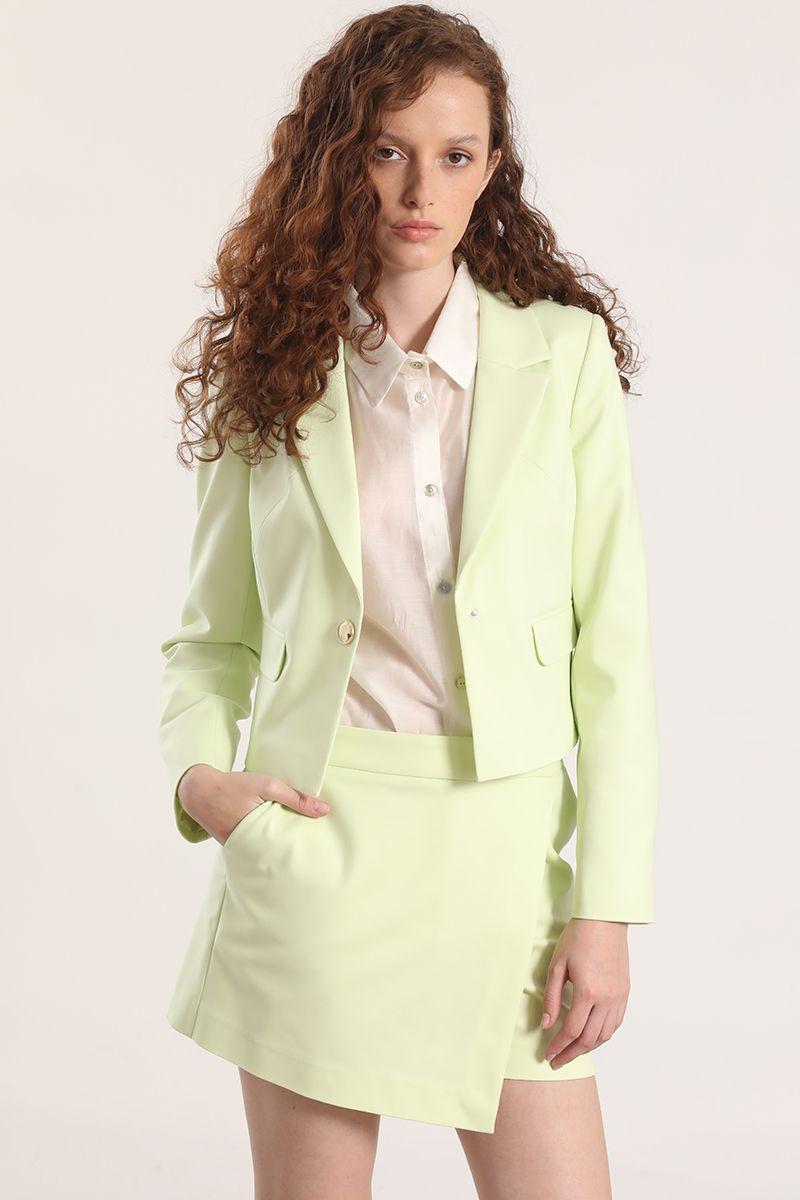 Blazer cropped Liola mujer pistacho-0