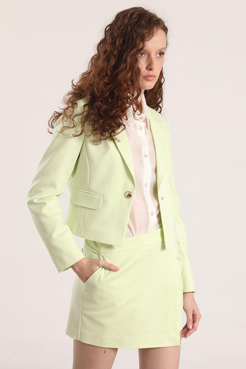 Blazer cropped Liola mujer pistacho-4