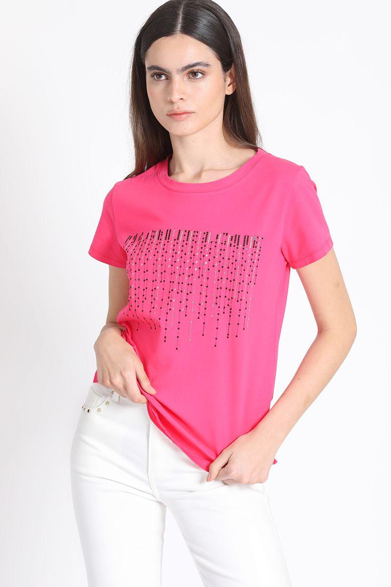Polera Aplicación Lentejuela Fucsia Liola-2