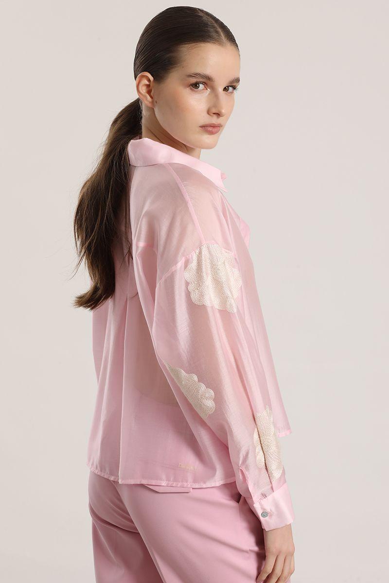 Blusa semitransparente bordado liola mujer rosa-4