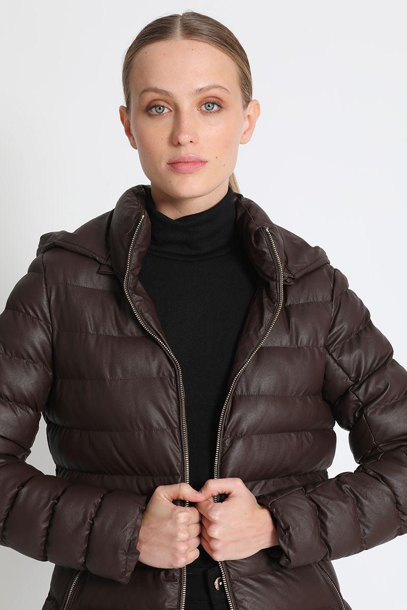 Parka Efecto Piel Cafe Liola-4