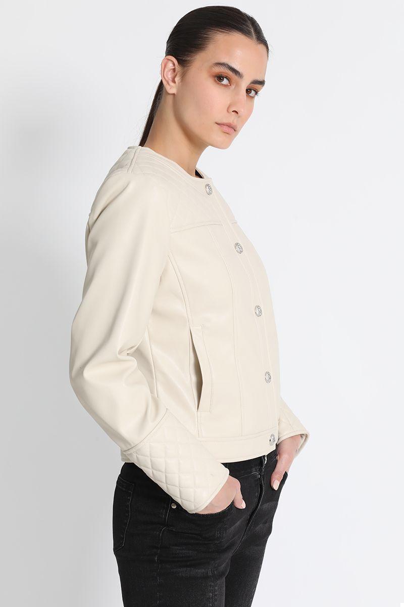Chaqueta Efecto Piel Beige Liola-3