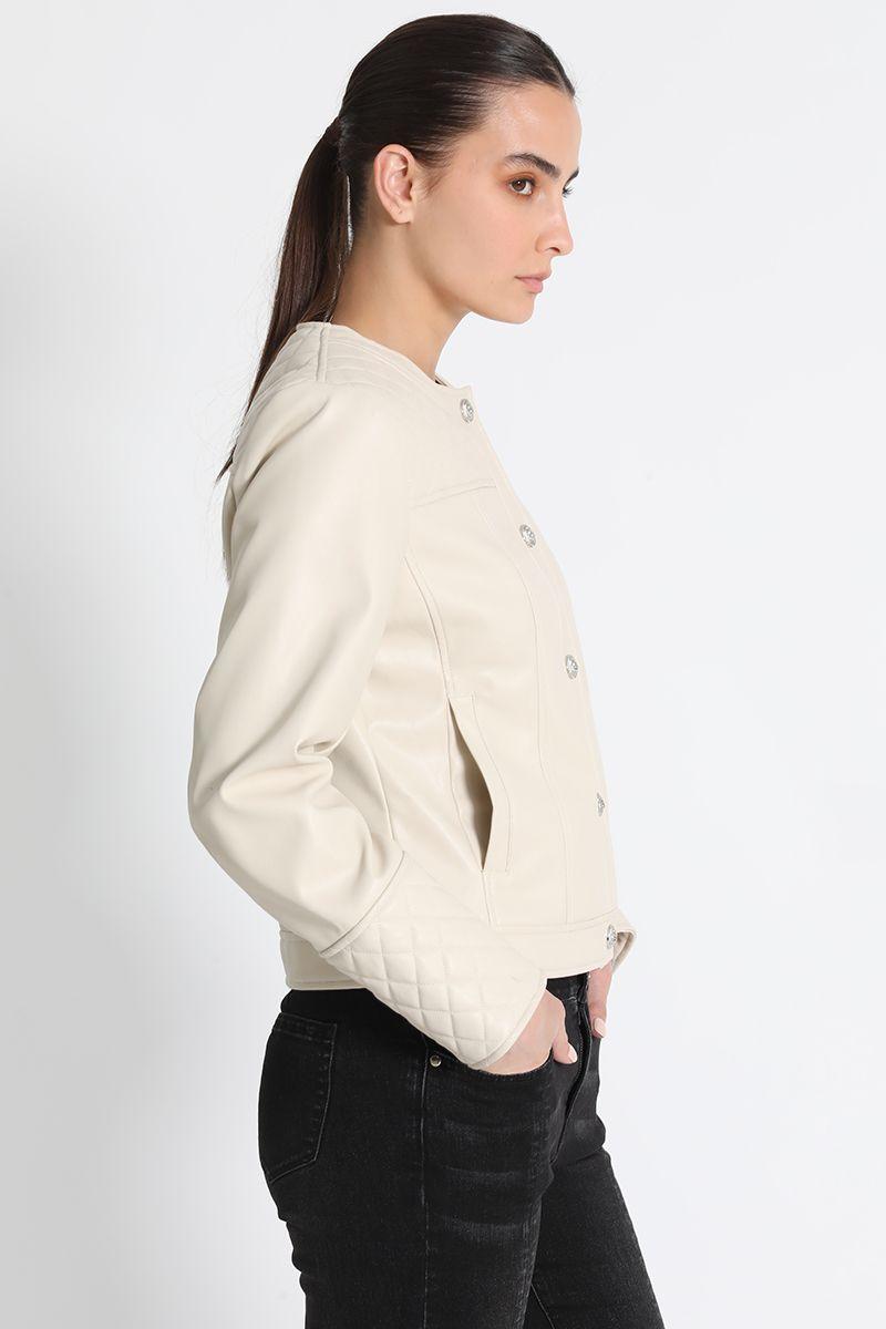 Chaqueta Efecto Piel Beige Liola-2