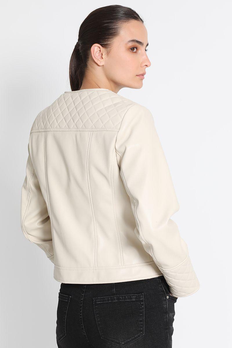 Chaqueta Efecto Piel Beige Liola-4