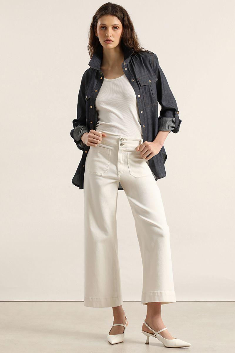 Jeans color, wide leg, crudo Liola-2