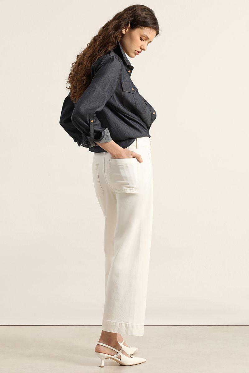 Jeans color, wide leg, crudo Liola-3