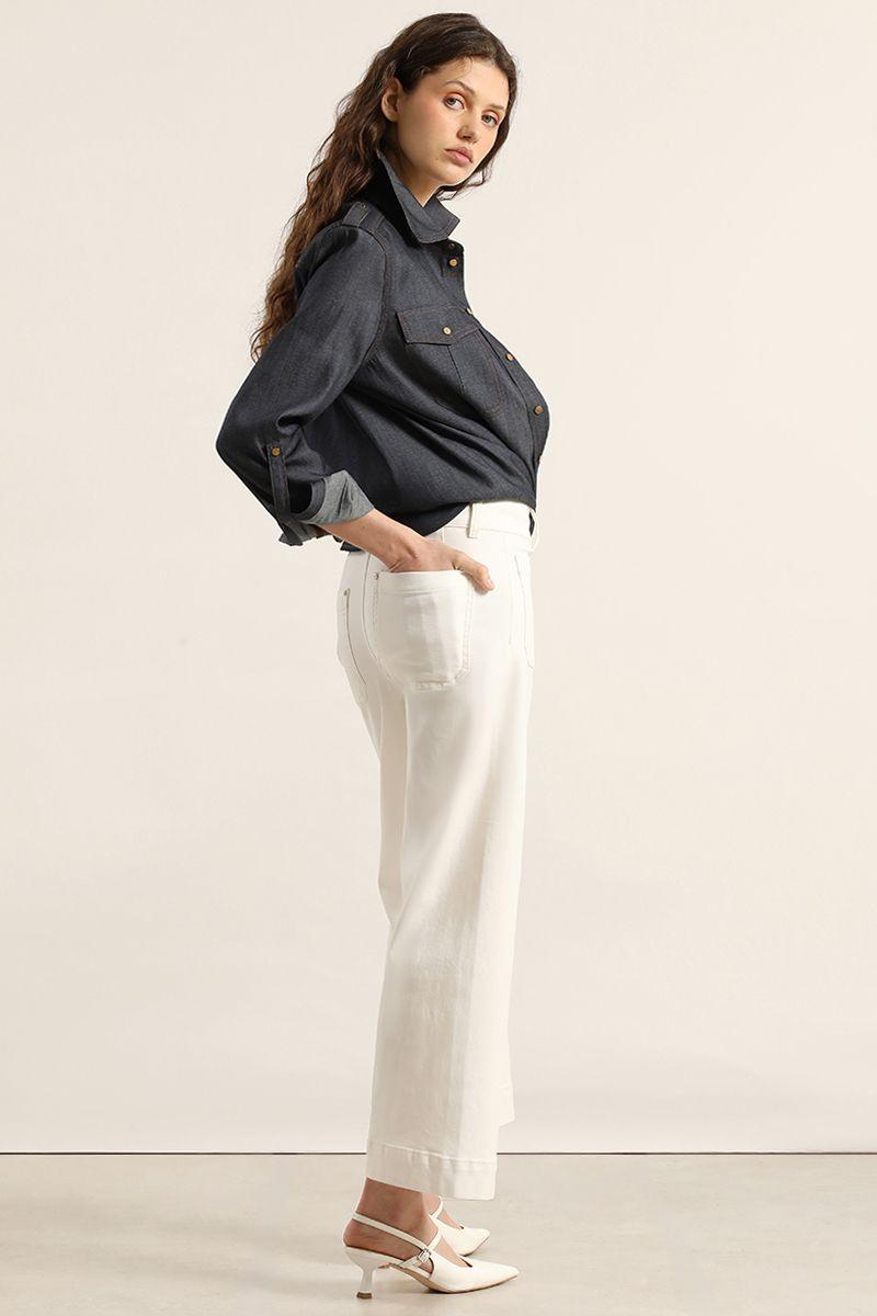 Jeans color, wide leg, crudo Liola-4