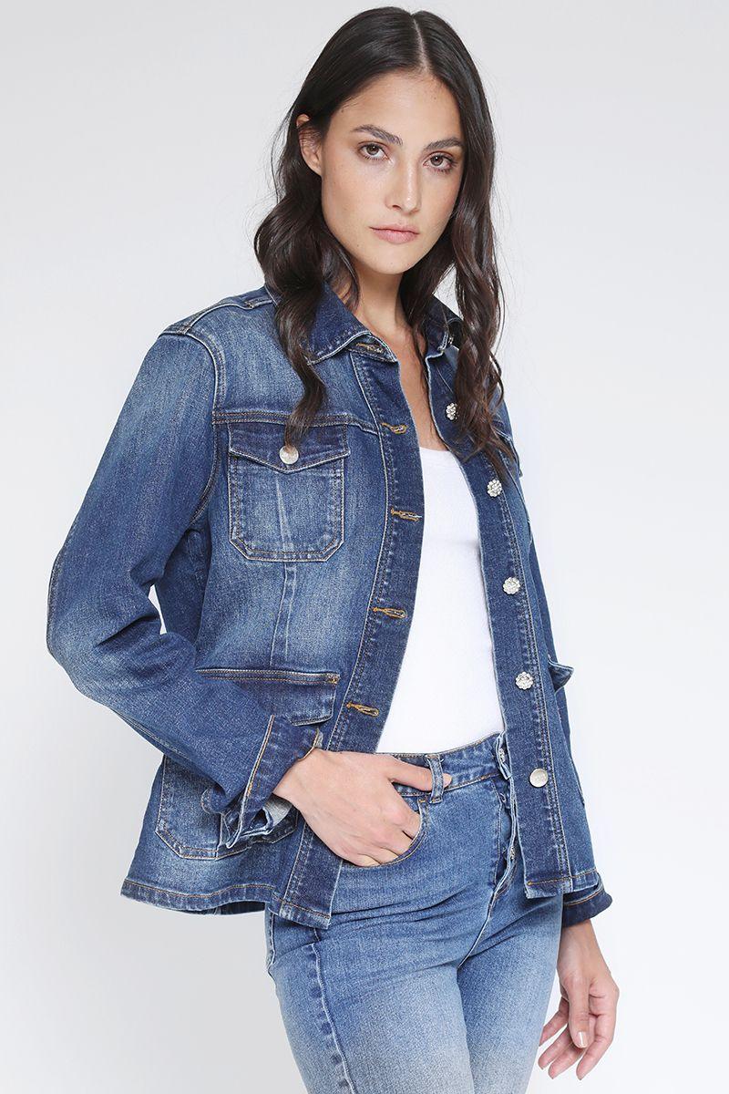 Chaqueta Cargo Botones Joya, Azul Liola-0
