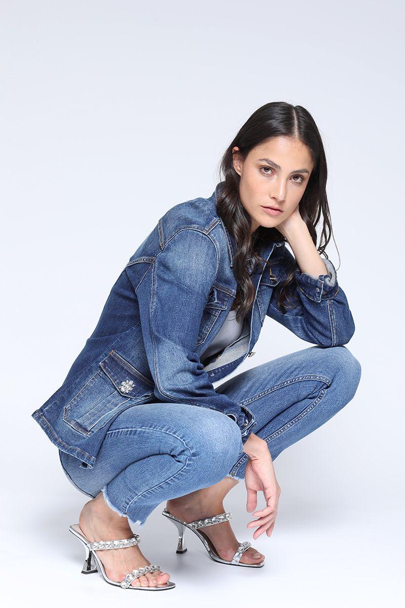 Chaqueta Cargo Botones Joya, Azul Liola-6