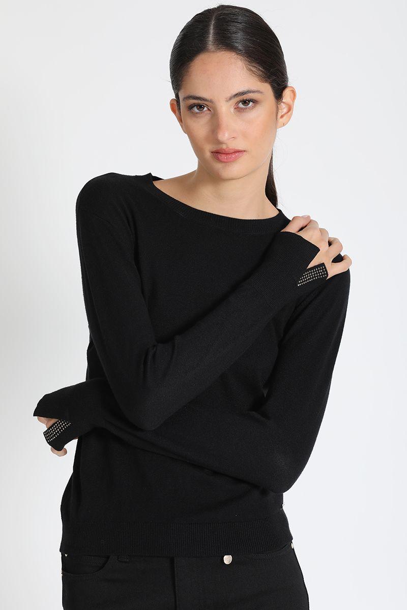 Jersey Tejido Cuello Redondo Negro Liola-2