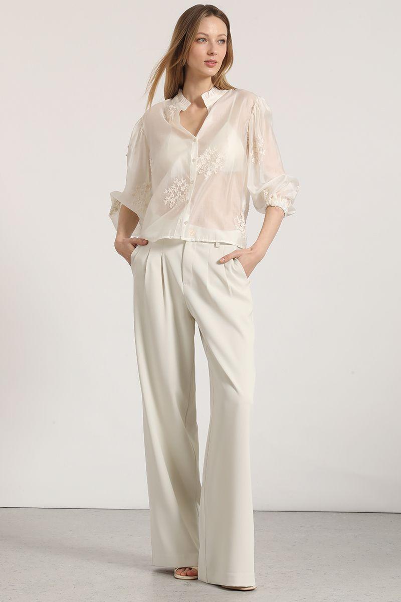 Pantalón ancho liola mujer beige-0