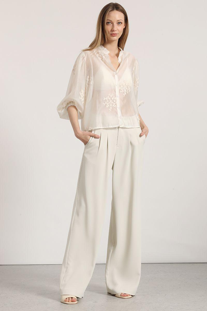 Pantalón ancho liola mujer beige-2
