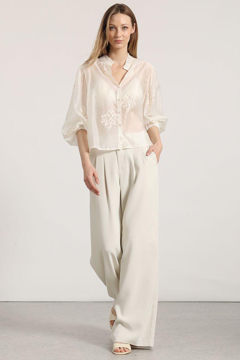 Pantalón ancho liola mujer beige-4