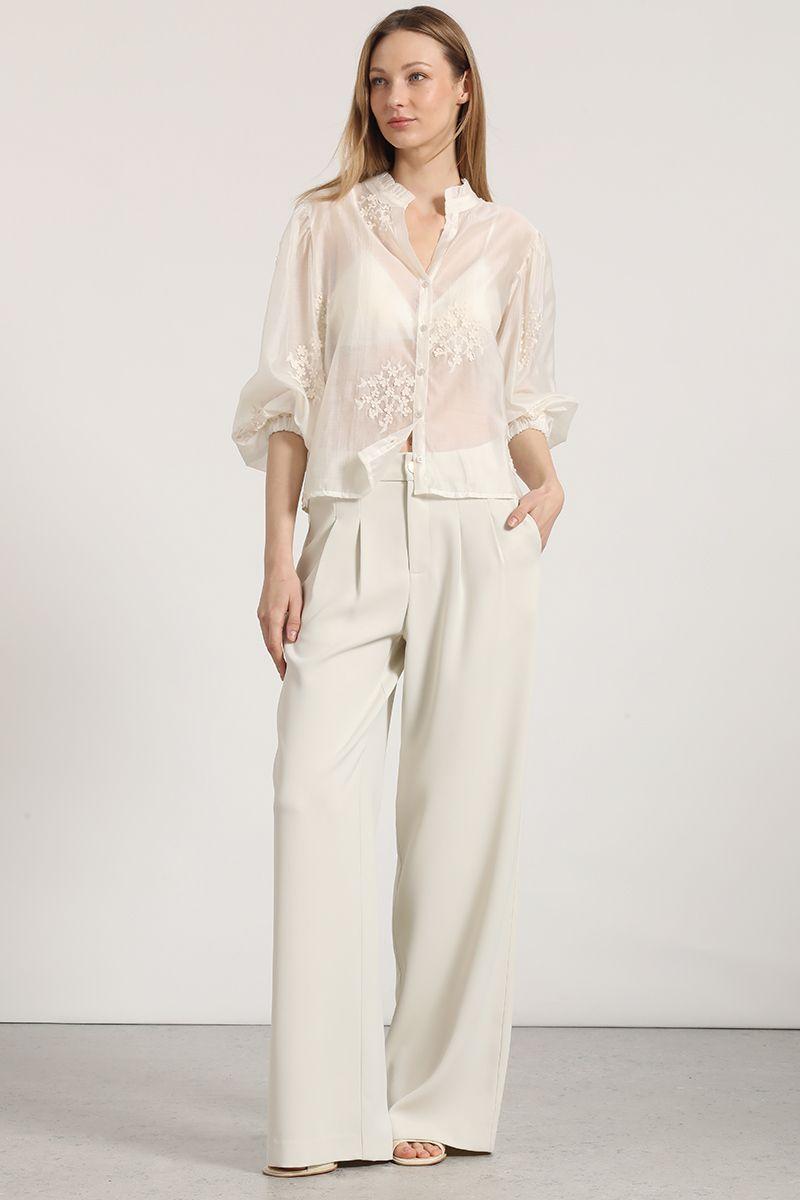Pantalón ancho liola mujer beige-5