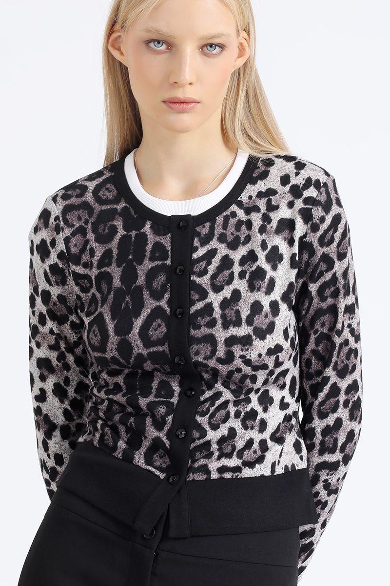 Cardigan Animal Print, Gris Liola-2