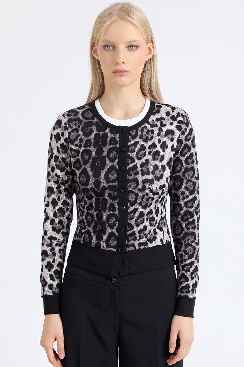 Cardigan Animal Print, Gris Liola-3