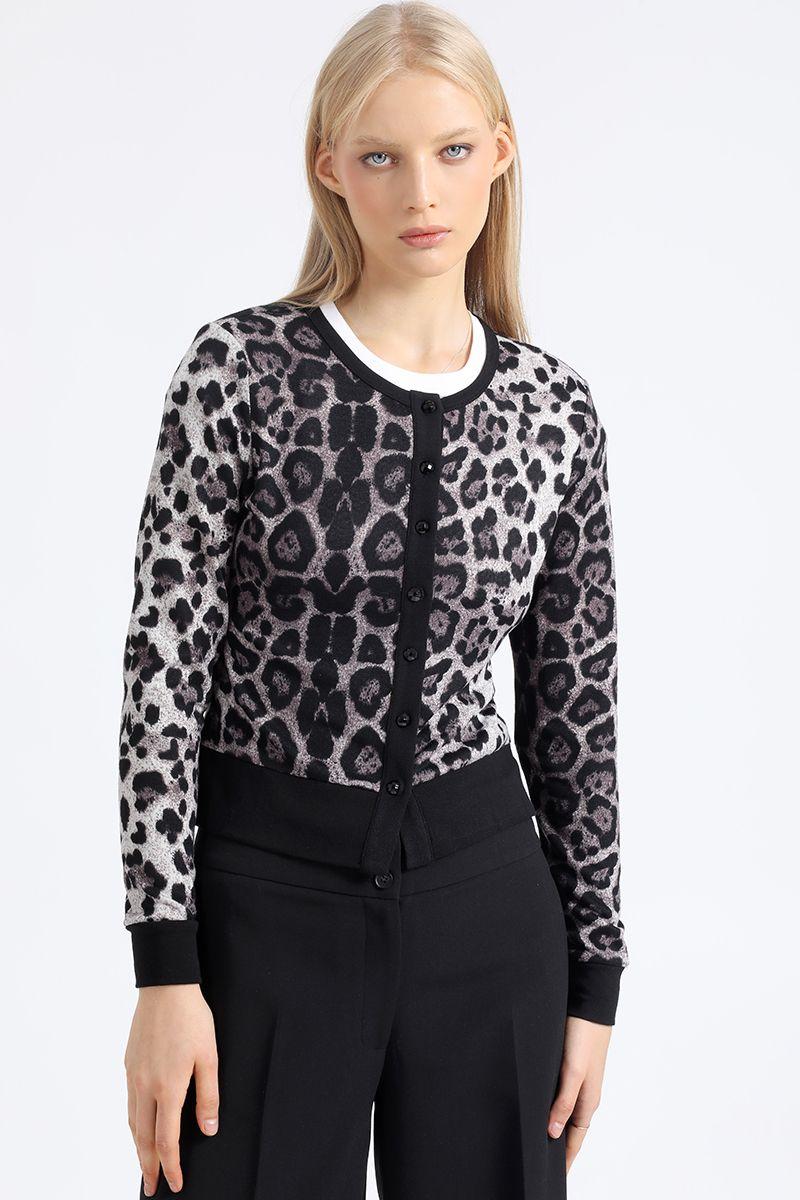 Cardigan Animal Print, Gris Liola-5
