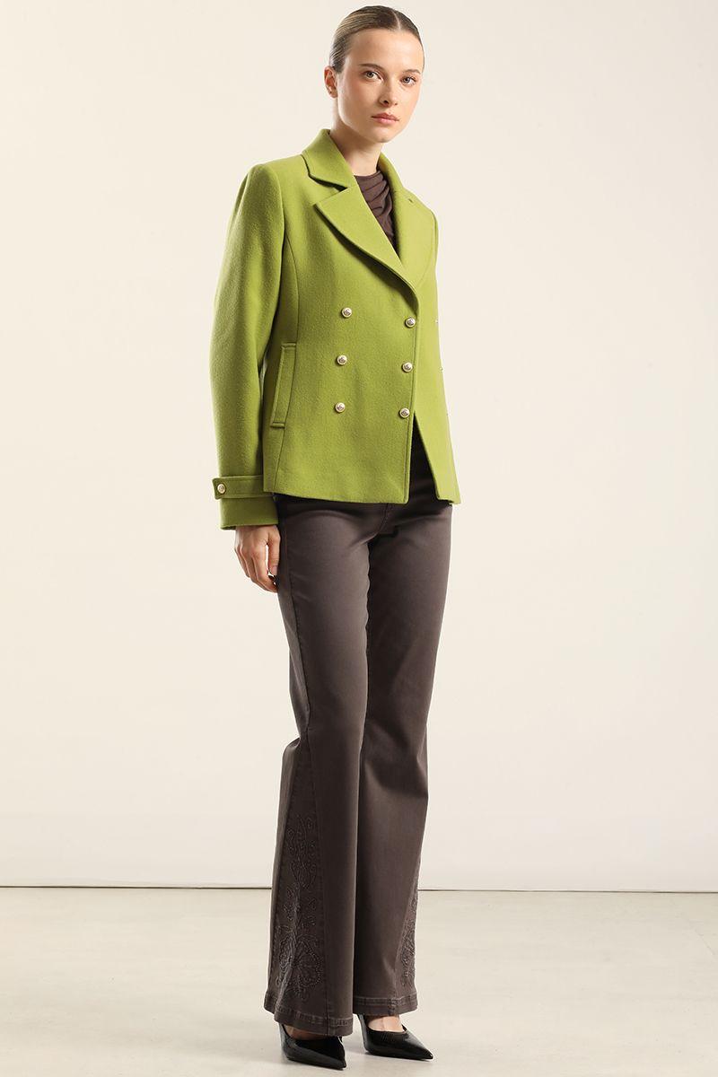 Chaqueta cruzada semi recta, pistacho Liola-0