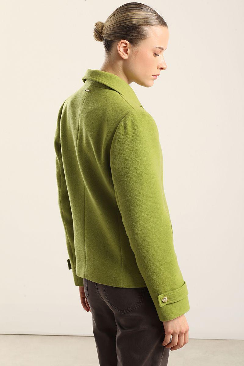 Chaqueta cruzada semi recta, pistacho Liola-4