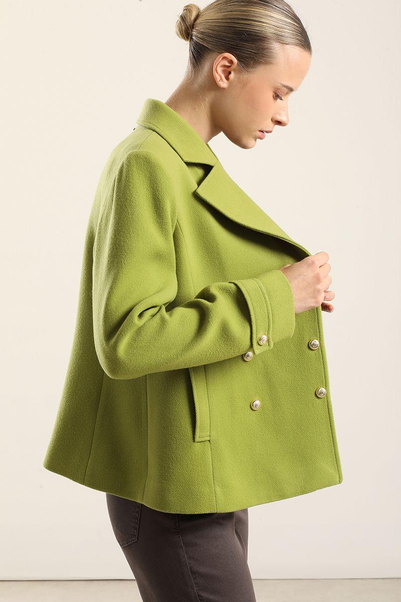 Chaqueta cruzada semi recta, pistacho Liola-5