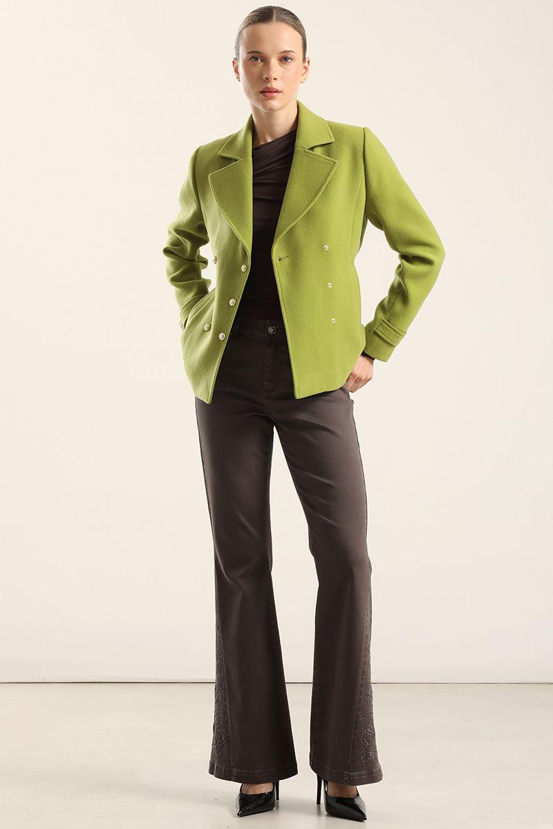 Chaqueta cruzada semi recta, pistacho Liola-6