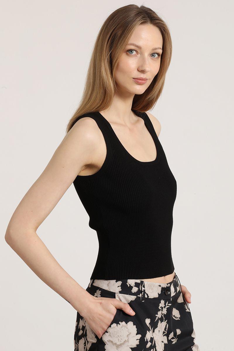 Polera tejida punto liola mujer negro-1