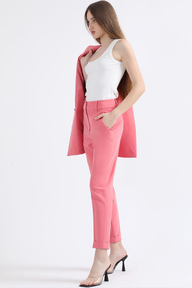 Pantalon Sastre Tiro Alto Con Bastilla, Rosa Liola-2