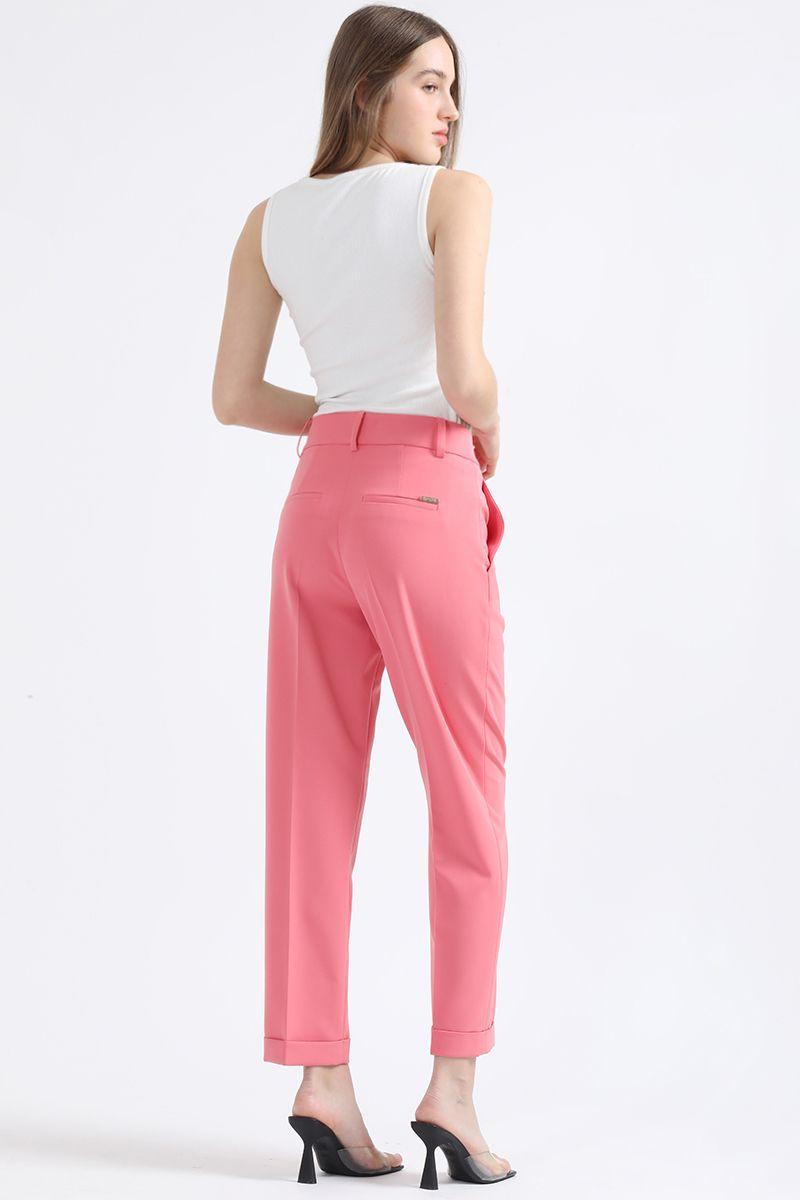 Pantalon Sastre Tiro Alto Con Bastilla, Rosa Liola-3