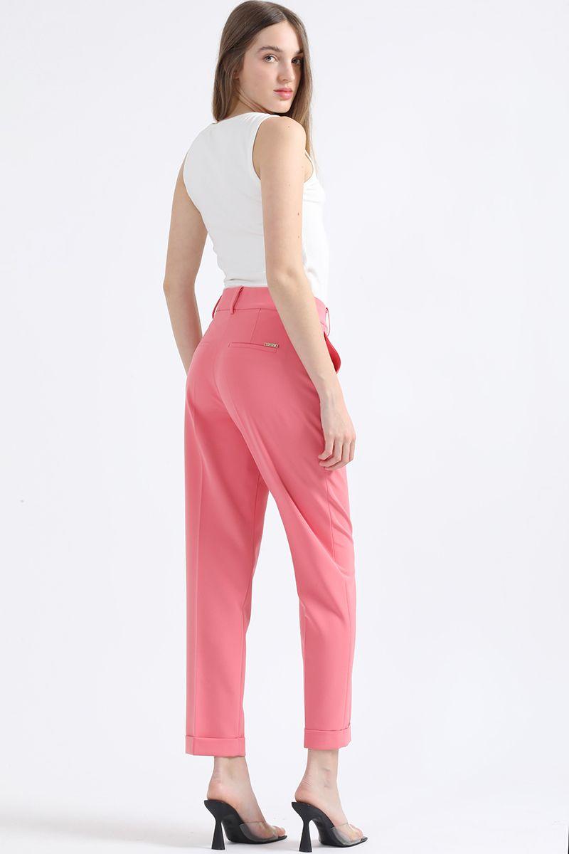 Pantalon Sastre Tiro Alto Con Bastilla, Rosa Liola-4