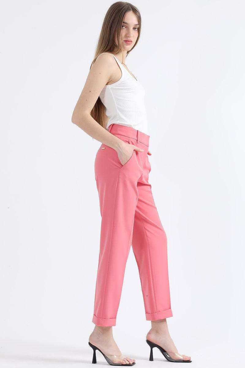 Pantalon Sastre Tiro Alto Con Bastilla, Rosa Liola-5