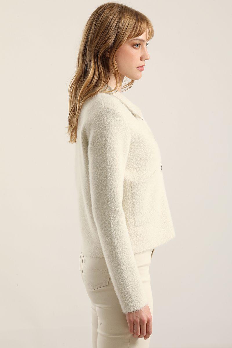 Chaqueta punto, hilo metalizado, beige Liola-2