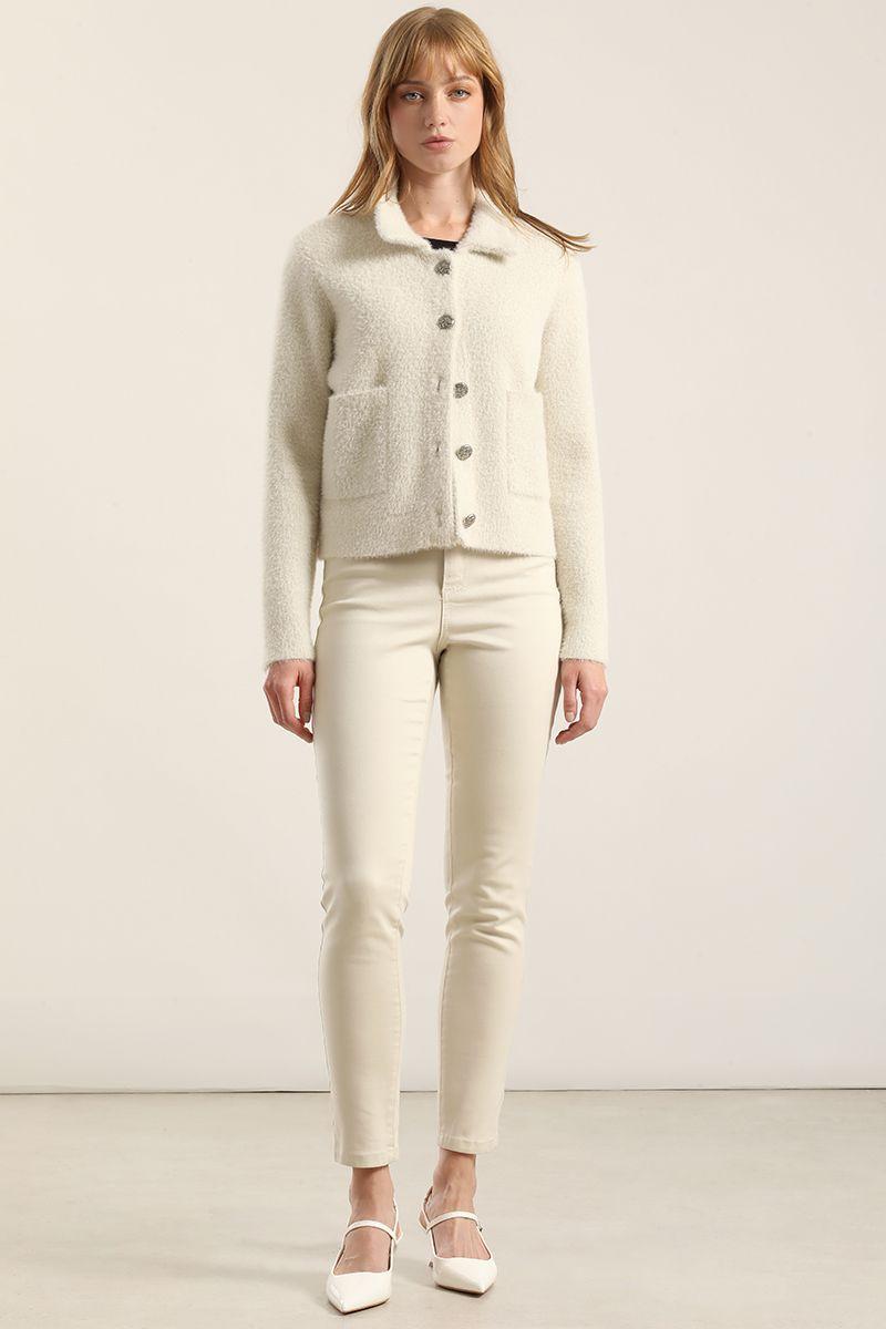Chaqueta punto, hilo metalizado, beige Liola-3