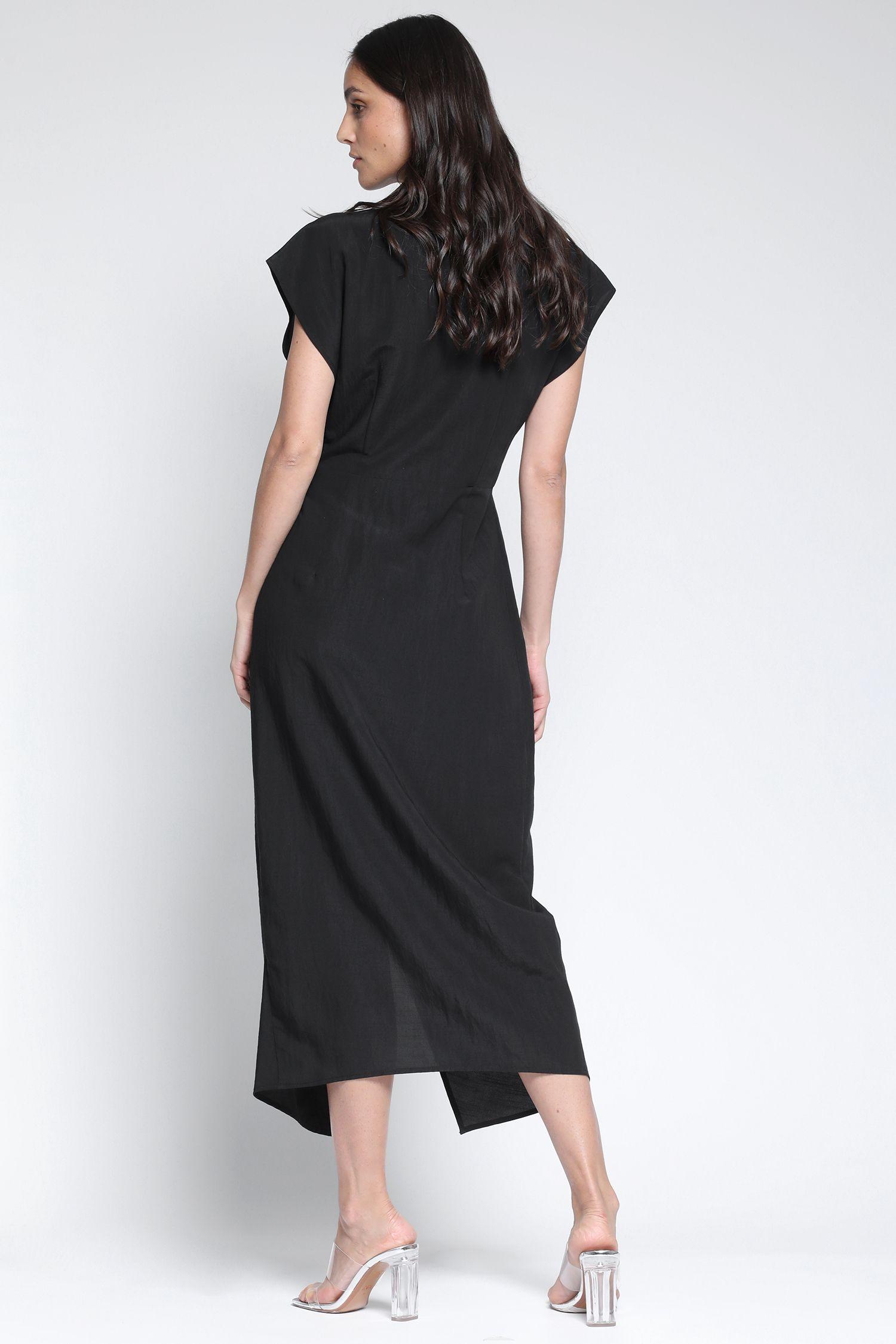 Vestido Midi Con Abertura Negro Liola-4