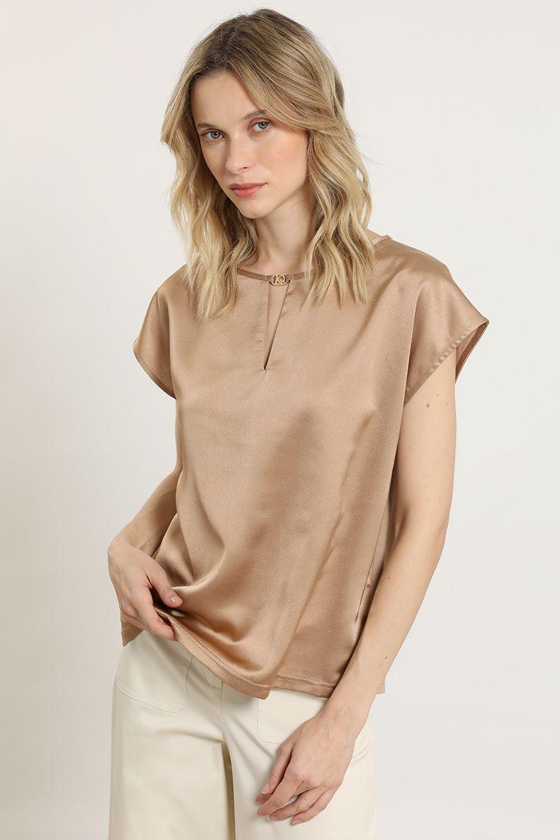 Polera satin, herraje metal, beige Liola-0