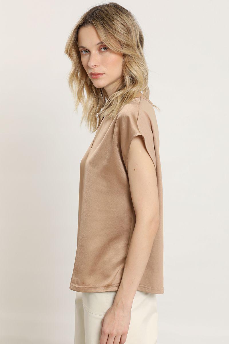 Polera satin, herraje metal, beige Liola-2