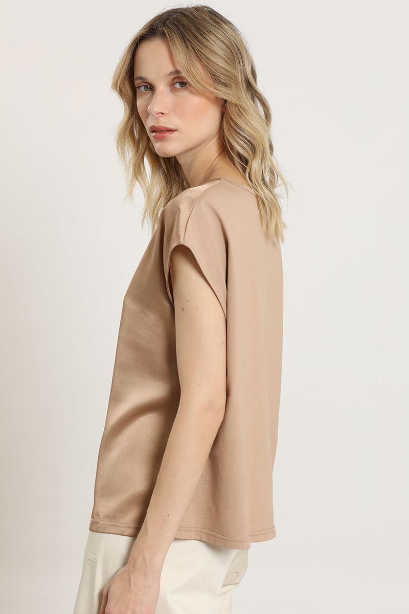 Polera satin, herraje metal, beige Liola-4