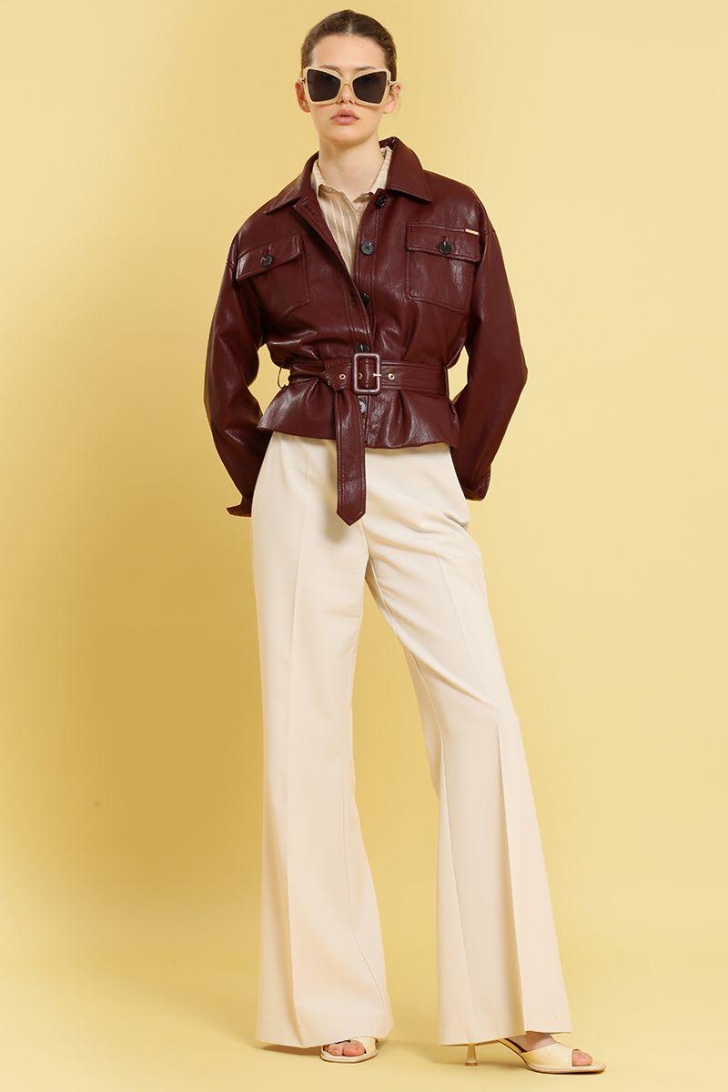 Chaqueta efecto cuero, burdeo Liola-2