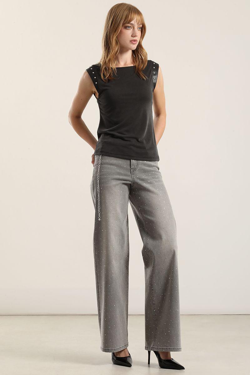 Polera Aplicacion Tachas, Grafito Liola-1