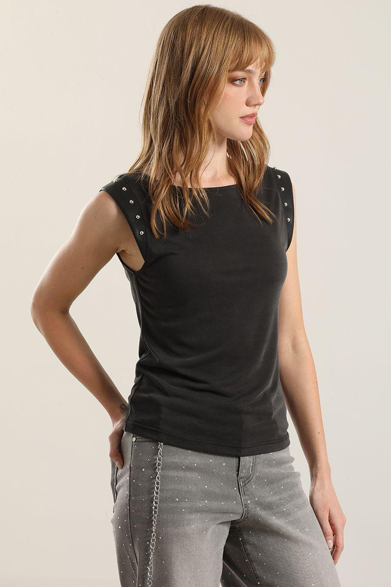 Polera Aplicacion Tachas, Grafito Liola-3