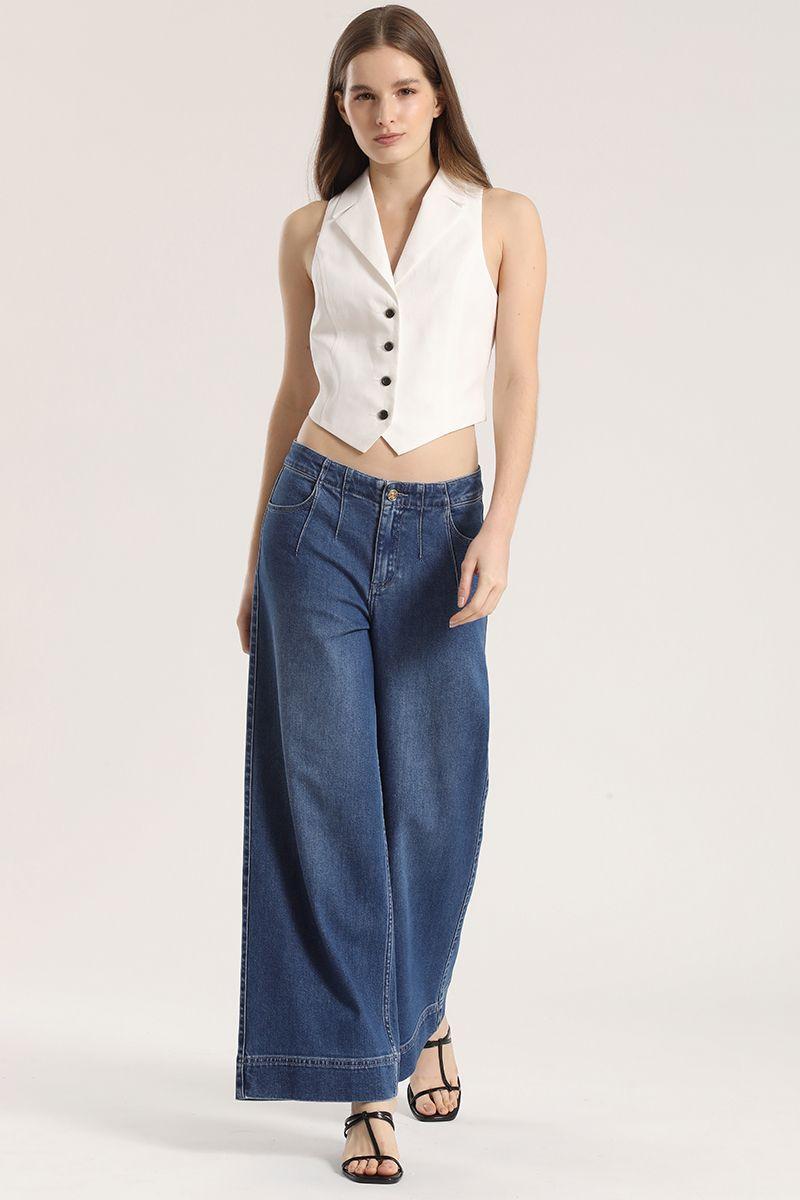 Jeans wide leg mujer Liola azul-0