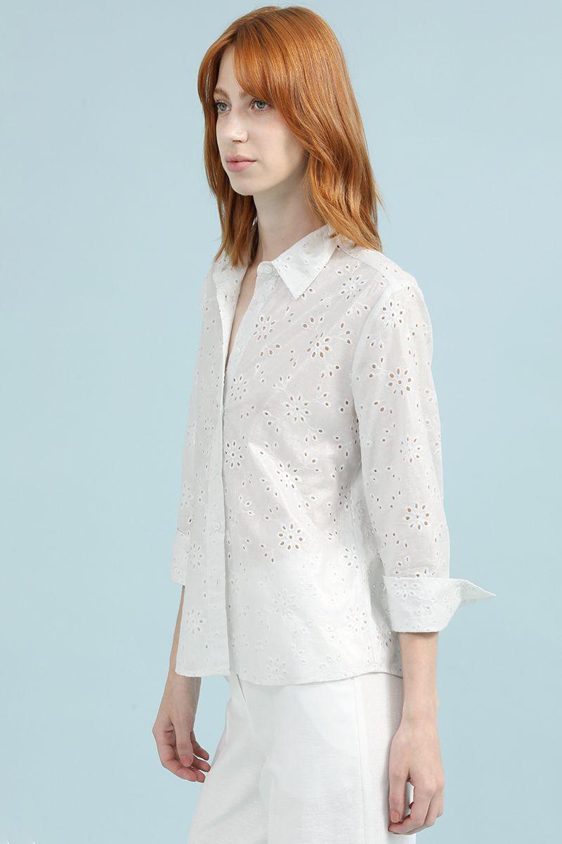 Blusa Bordados Perforados Folia, Crudo Liola-2