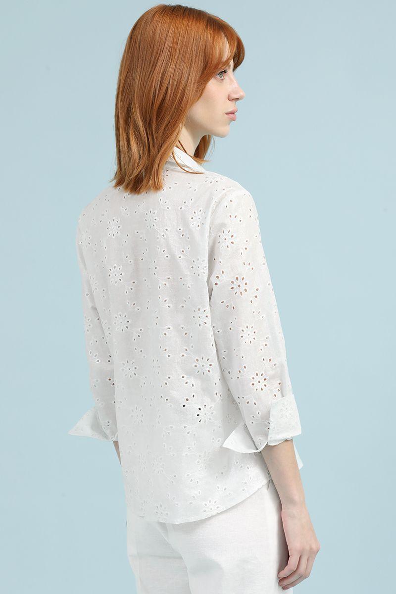 Blusa Bordados Perforados Folia, Crudo Liola-3