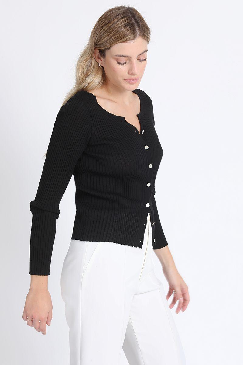 Jersey Tejido Boton Nacar, Negro Liola-3