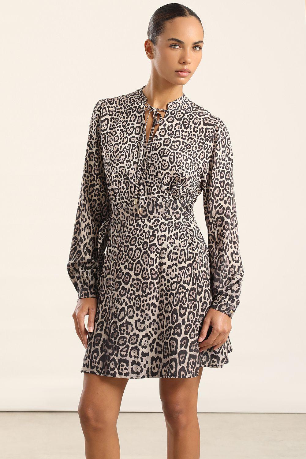 Vestido Corto Estampado Asimetrico, Negro Liola-0