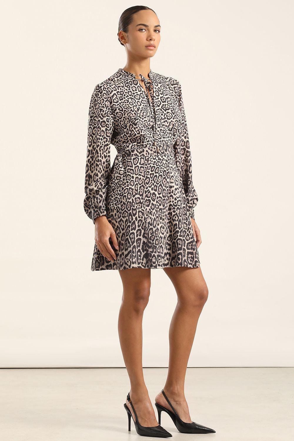 Vestido Corto Estampado Asimetrico, Negro Liola-3