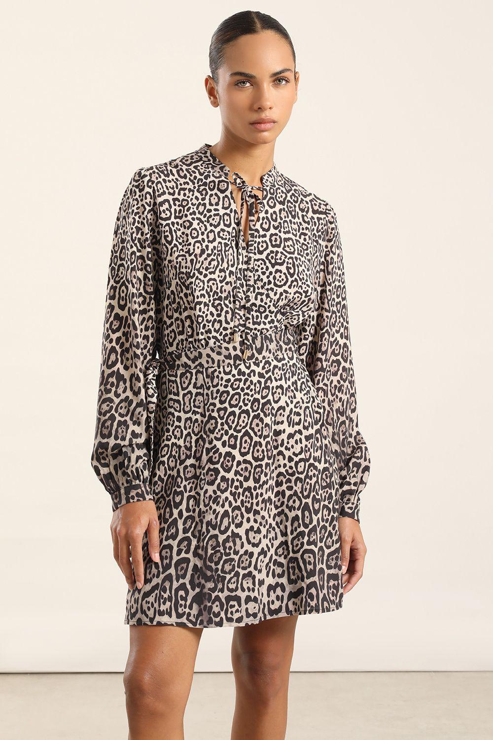 Vestido Corto Estampado Asimetrico, Negro Liola-5