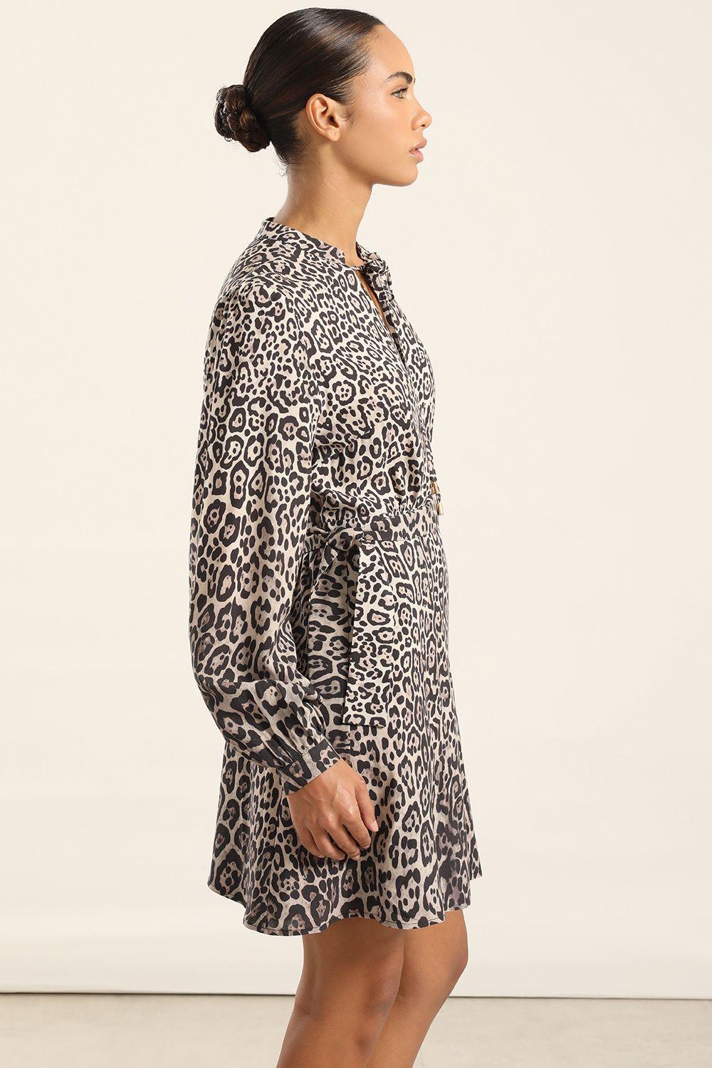 Vestido Corto Estampado Asimetrico, Negro Liola-6