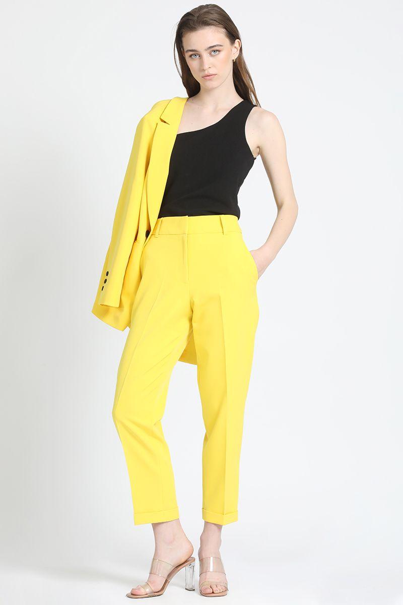 Pantalon Sastre Con Bastilla, Amarillo Liola-1